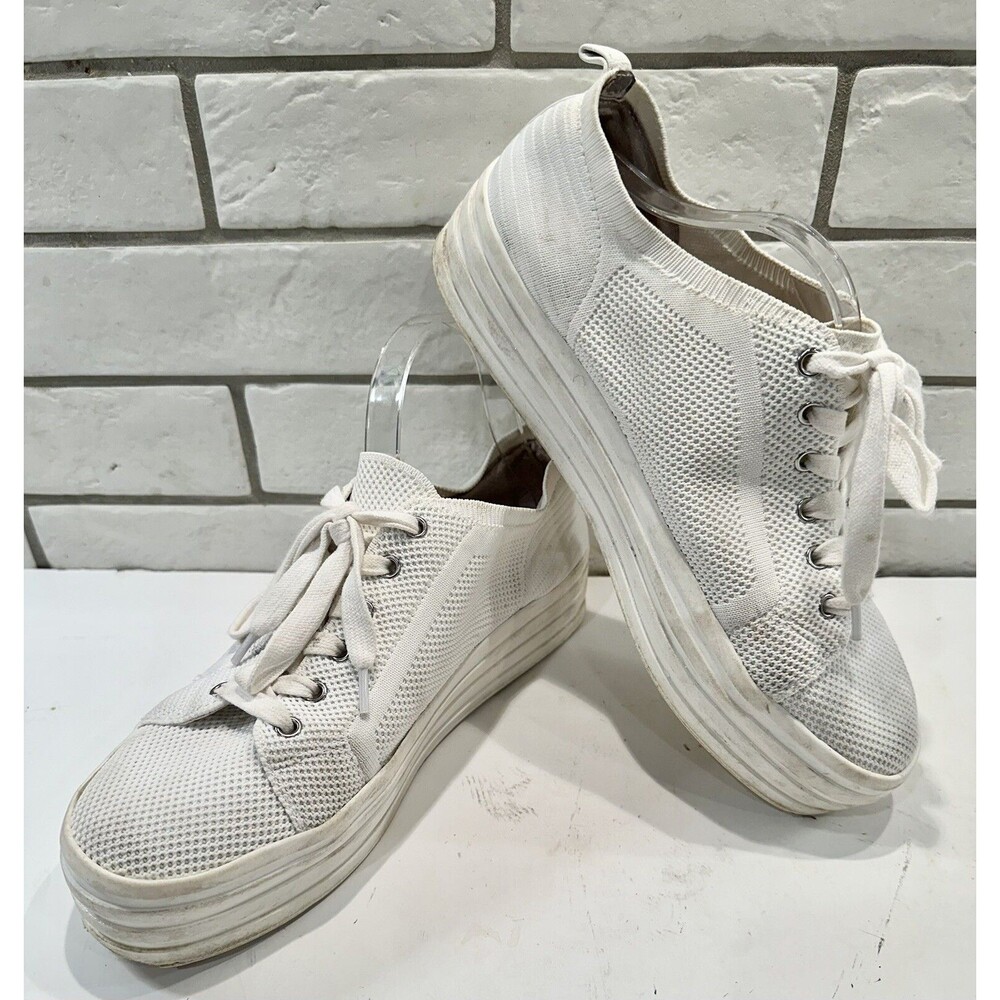 Gianni Bini Marnah Womens Lace-Up White‎ Platform Sneakers Size 7.5M